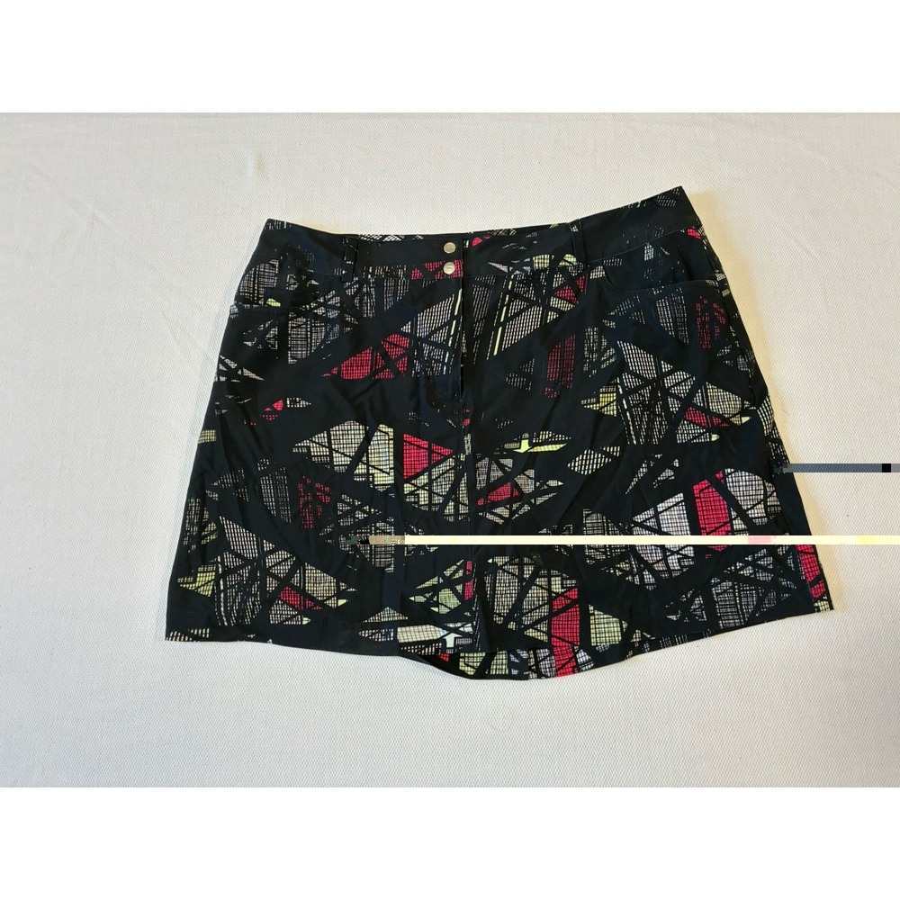 Slazenger Golf Skort Womens 12 Black Abstract Print Athletic Activewear Skirt